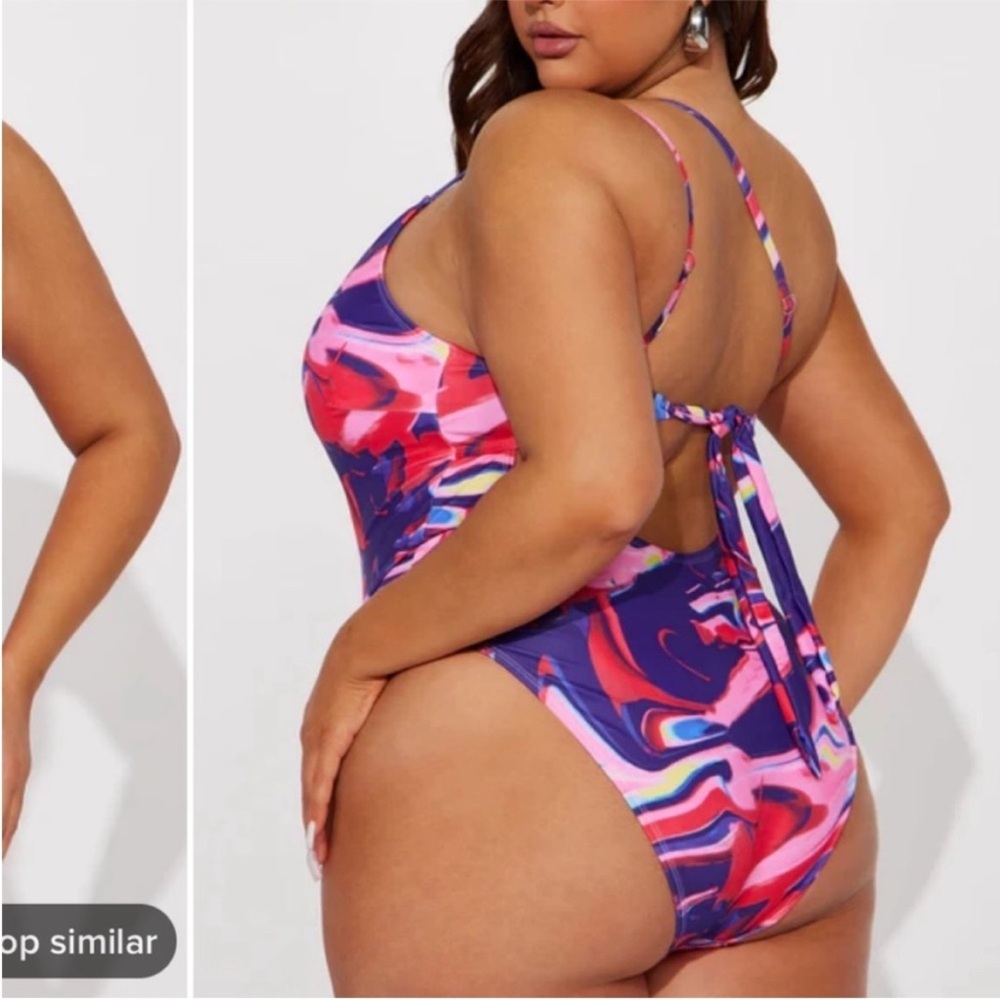 Fashion Nova Pink and Purple Swirl Swimsuit - Picture 2 of 4